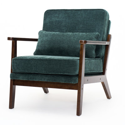 Chaise de style Mid-Century avec support lombaire, coussin droit en bois et en tissu, pour plusieurs espaces dans la chambre à coucher Siège de bureau simple, coussin, espace de lecture relaxant