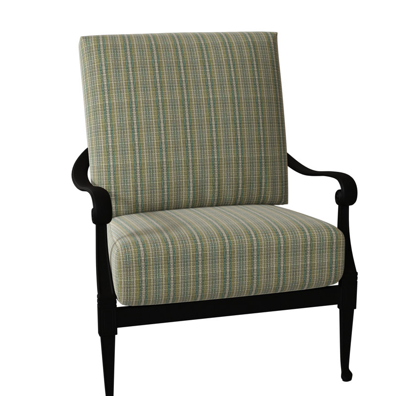 Wiltshire Outdoor Lounge Chair, Textured Black, Spectrum Denim Sunbrella® Plainweave