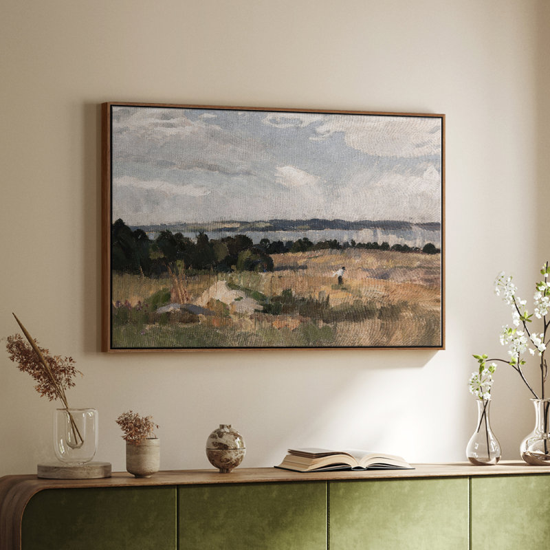 Paysage rétro - CMXLII, H 17 po x l 25 po x P 2 po, Toile encadrée noyer flottant