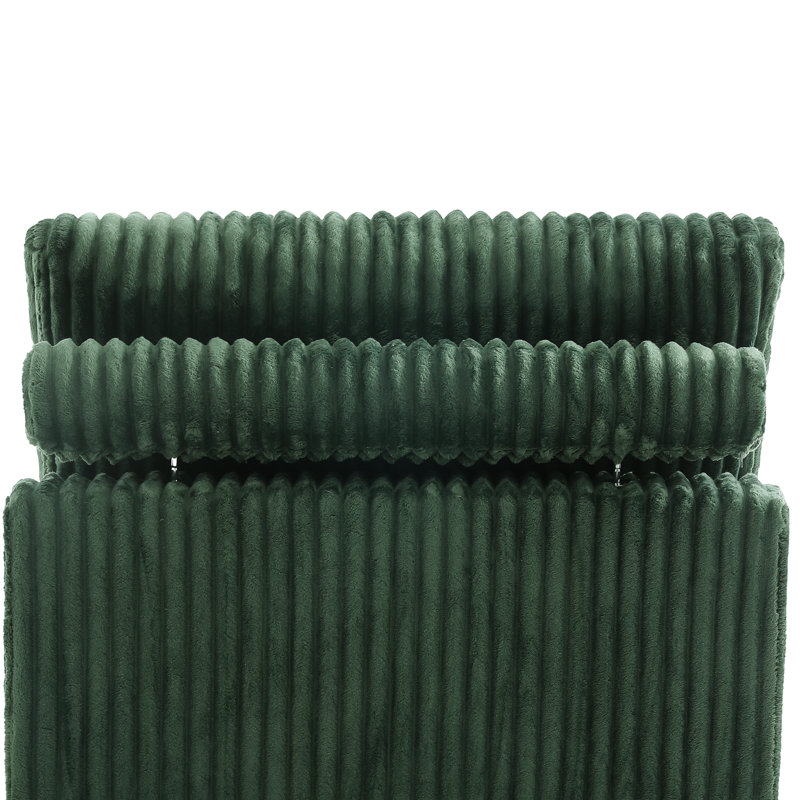3 Seater Sofa & Chaise, Green Polyester/Foam Padding