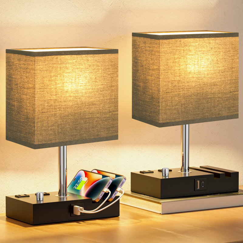 Lampe de table Simrit, H 13,39 po x l 4,49 po x P 7,72 po, Noir