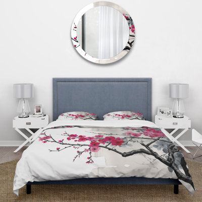 Ensemble de housse de couette en microfibre / polyester Asian Art Sumi Blossom II