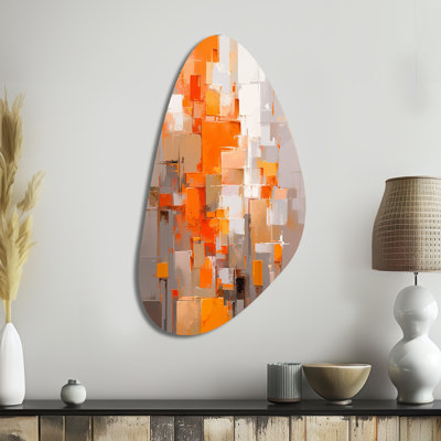 Orange Brown Shattered Realities - Cubism Fall Shape Metal Wall Sculpture