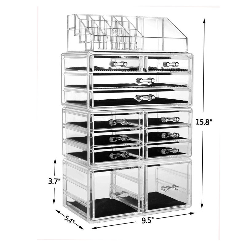 Organisateur de maquillage en acrylique Pollocksville, Transparent