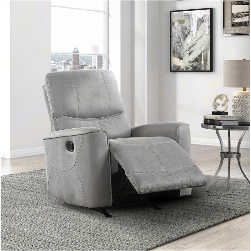 Chaise berçante inclinable de style moderne et transitionnel en microfibre polie grise polie 1 pièce