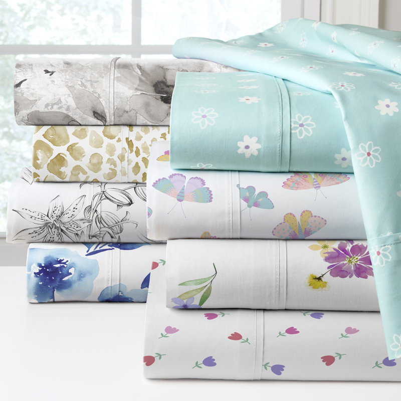 Pointehaven Night Garden Cotton Percale Printed 2 pc Pillow Cases, King, King Pillow Case