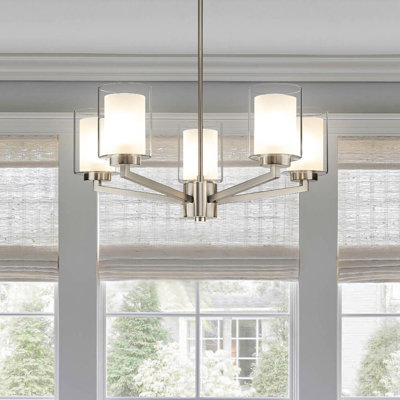 Luminaire suspendu 5 lumières avec lustre en nickel de style moderne et lustre suspendu pour le salon et la salle à manger 8C517410A6FB4E52871AEE138F52593D
