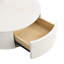 Table basse gigogne ronde moderne avec un design cannelé et un tiroir en blanc et or, parfait pour les espaces de vie élégants et fonctionnels.-304412230-304412227