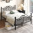 Queen Metal Platform Bed with Candle-style Headboard and Footboard, Under-Bed Storage, Easy Assembly, Black-72567969-72567970