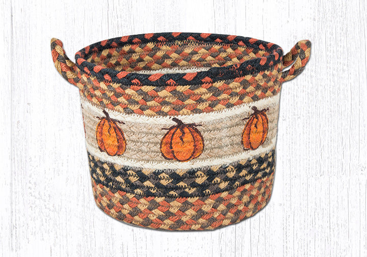 Panier rond en jute à motif citrouille 9 po x 7 po Earth Rugs Harvest