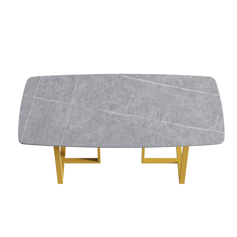 Table de salle à manger Evannie, Doré, Gris, H 29,53 po x L 70,87 po x l 35,43 po