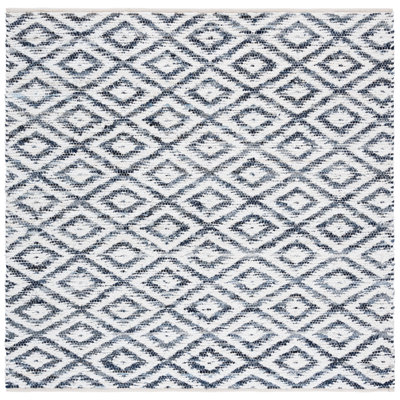 Tapis bleu marine / ivoire tissé à la main en denim / récupération / coton Natura 786