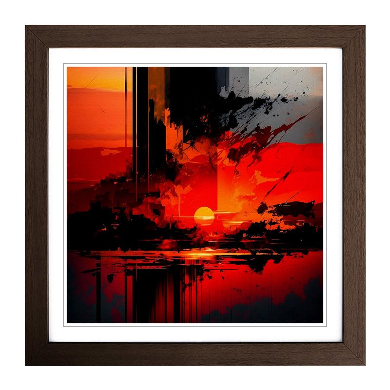 Sunset Abstract Expressionism - Framed Print, Walnut