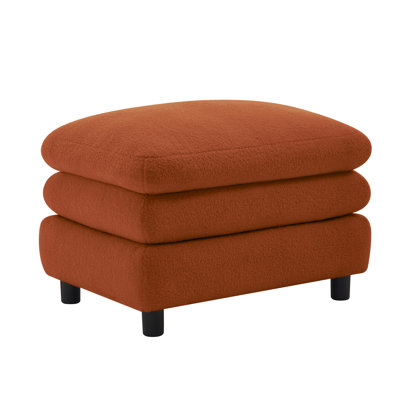 Vitoria Curved Ottoman Teddy Fabric -Orange