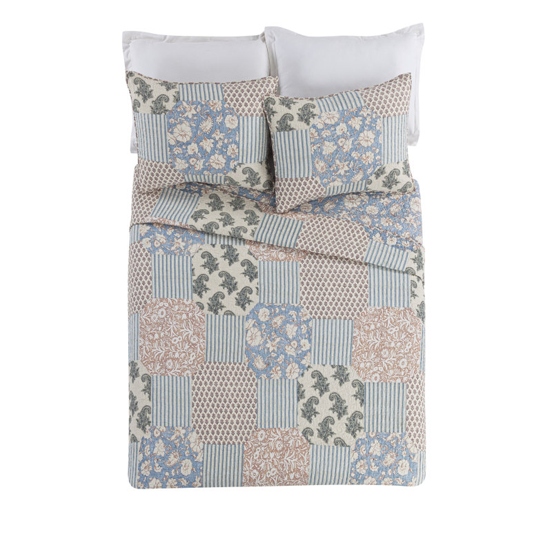 Cotton Striped Quilt, Queen Qulit + 2 Shams