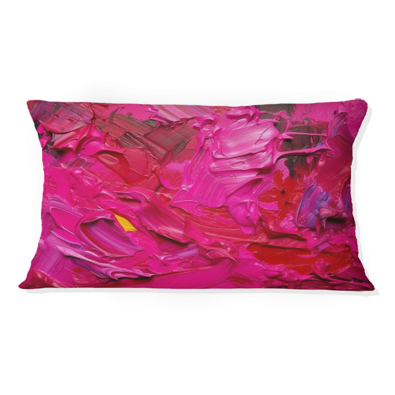 Viva Magenta Bliss Wildness I - Coussin décoratif avec peinture abstraite