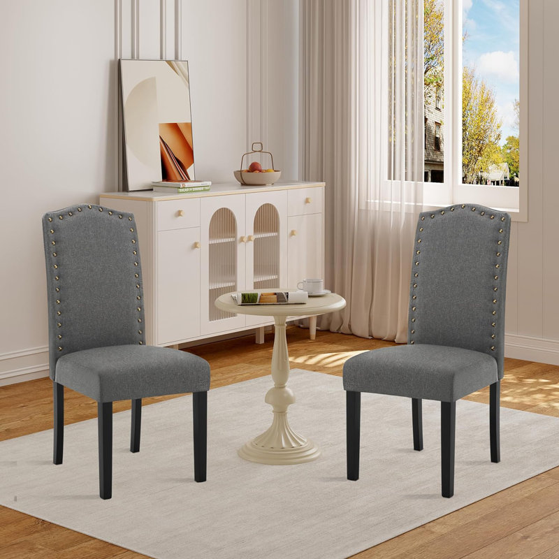Morgandale 49cm H Upholstered Parsons Chair, Dark Grey