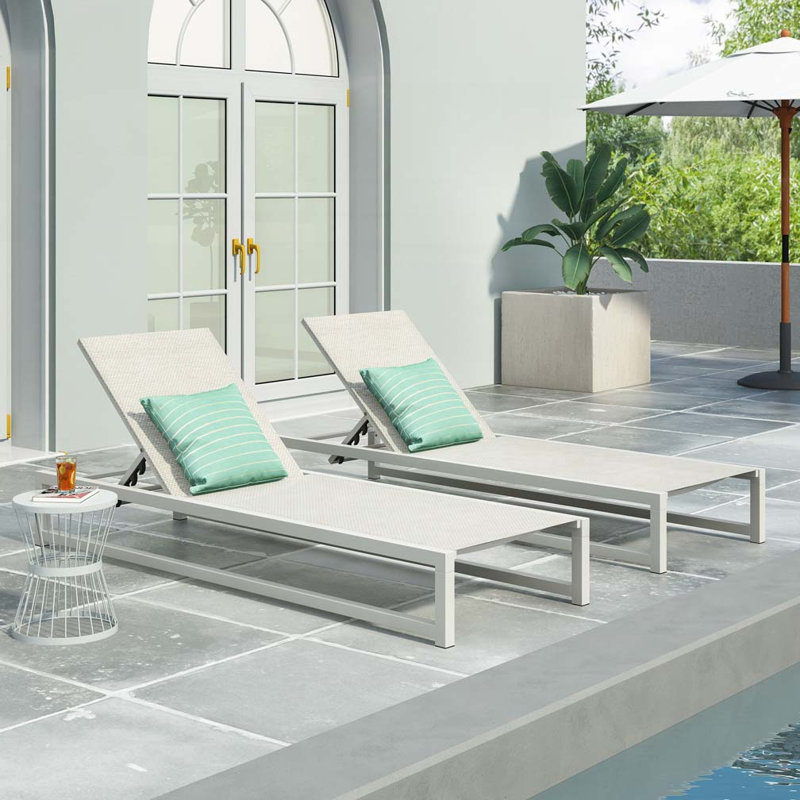 Outdoor Chaise Lounge Chair, White