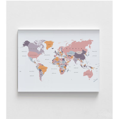 Reproduction de carte du monde rose, impression de grande carte du monde encadrée, décoration de carte rose, art mural voyage, carte du monde, art mural encadré