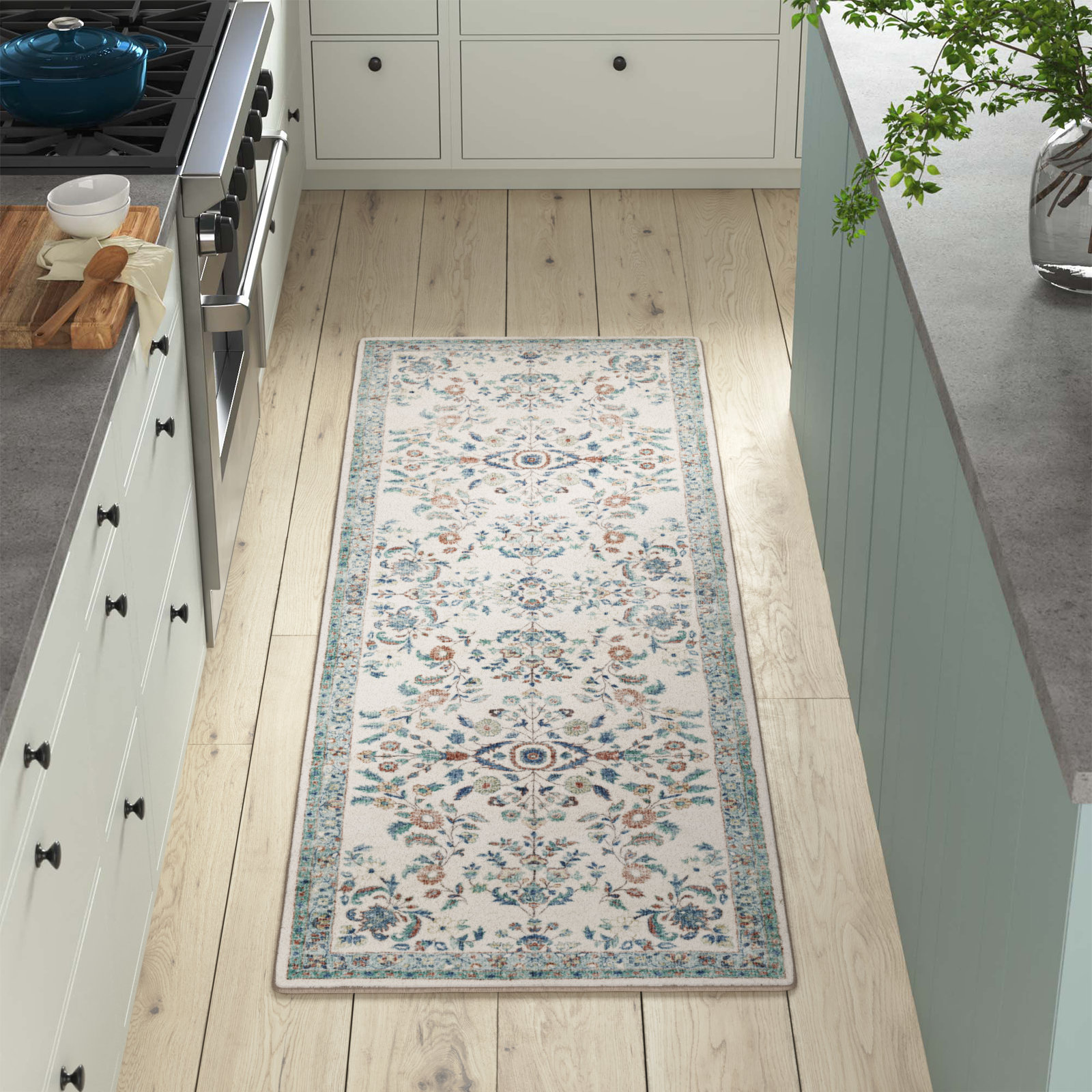 Berger Floral Cream Rug, Runner 2'6" x 7'6"