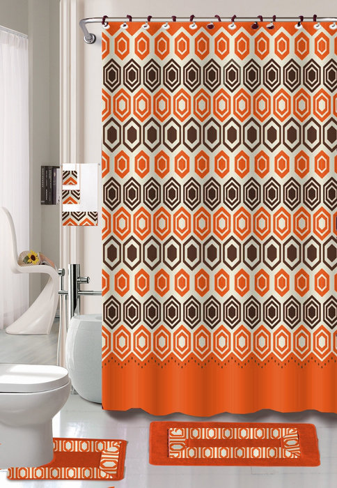 Geometric Shower Curtain with Hooks Included