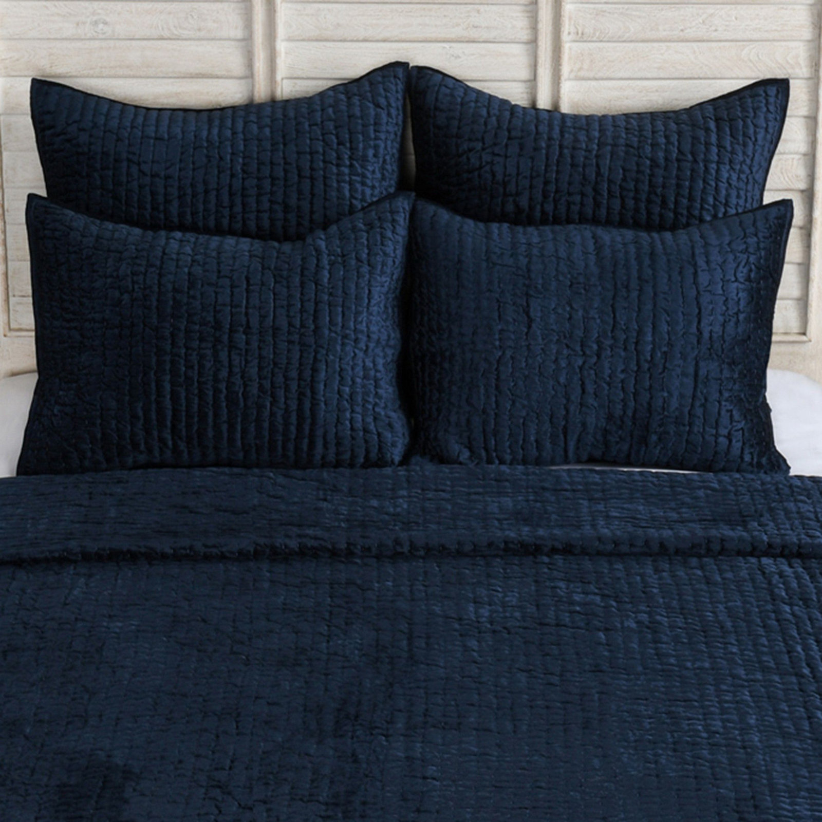 Velvet Quilt Set, King Quilt, Ocean Blue