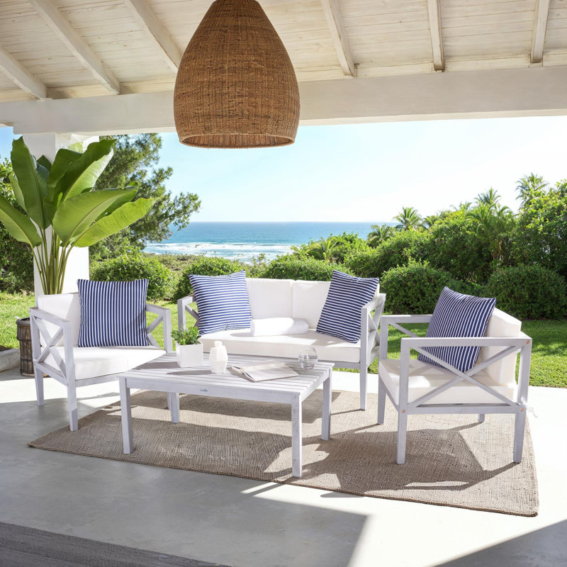 Mondovi Eucalyptus 4 - Person Patio Conversation Set with Cushions, Gray