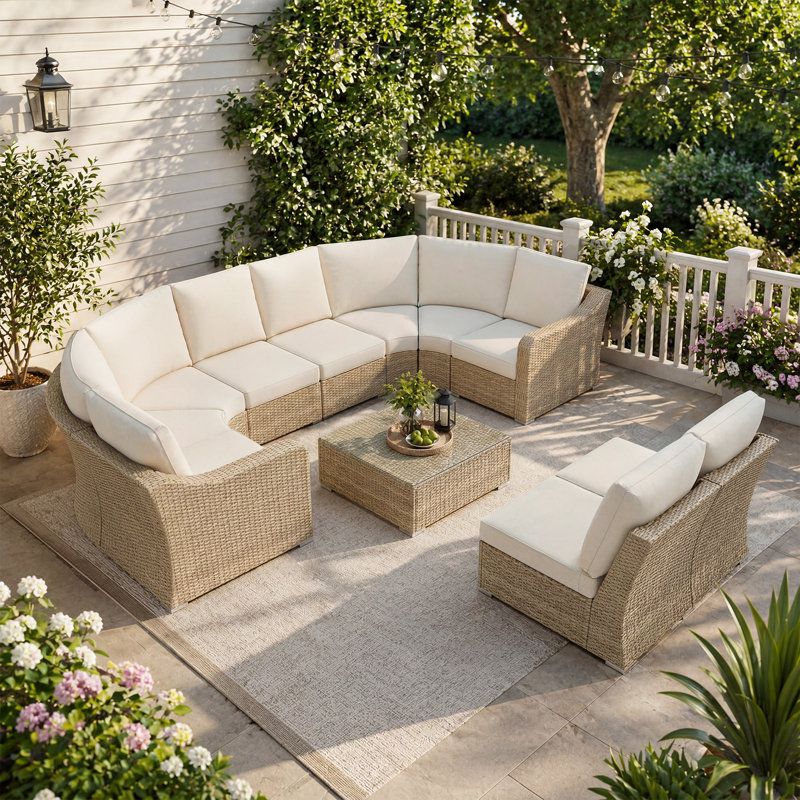  Ensemble de mobilier d'extérieur 10 pièces, 8, Marron clair