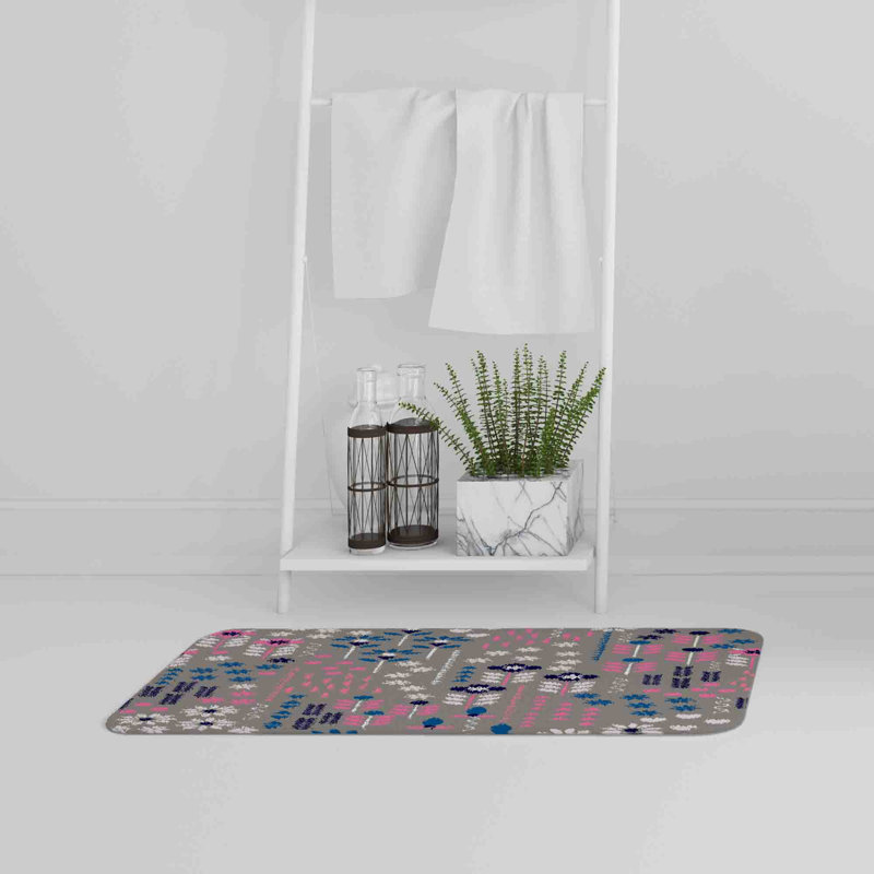 Aizhan Non-Slip Backing Bath Rug, Floral 1