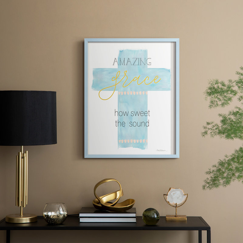 Impression encadrée «Amazing Grace» - bois massif, Bleu, 21" H x 17" W