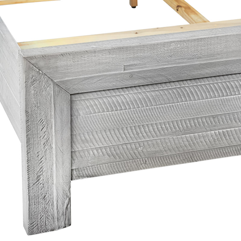 Geneva Light Grey Reclaimed Acacia And Rattan Panel Bed, Queen, Queen