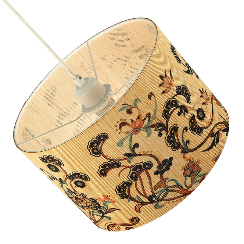 18cm H Bamboo Drum Lamp Shade ( No Direct Attachment Method ) in Pink