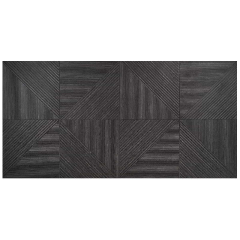 Enso 24x48 Ribbed Matte Fluted Wood Look Porcelain Tile, Charcoal Black