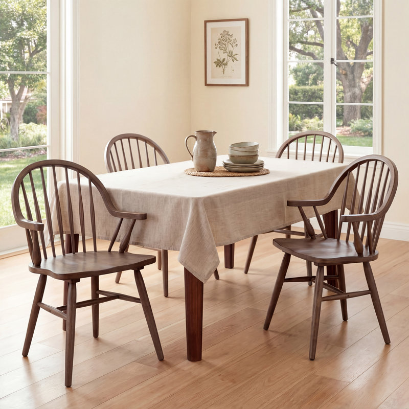 Hughes 24" Wide Windsor Solid Wood Dining Chairs With Armrests