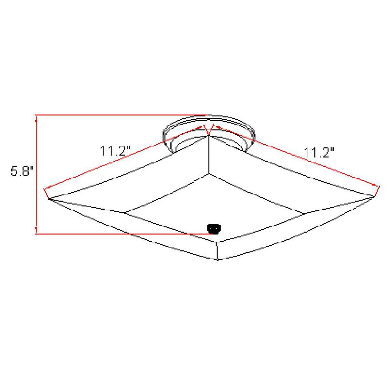 Plafonnier semi-encastré 2 lumières Franktown, H 5,8 po x l 11,2 po x P 11,2 po