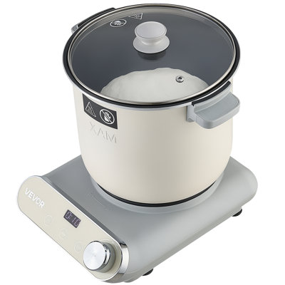 Mélangeur de pâte de 7,4 pintes avec fonction de fermentation, pour pizza, pâtes, levain et fufu, pot en aluminium antiadhésif, minuterie, panneau de contrôle face visible, pétrisseur à pâte domestique