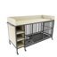 Grande cage pour animaux en fer avec un design pratique - matériau, cadre d'alimentation beige et noir et main courante,