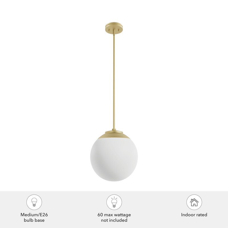 Luminaire suspendu sphère 1 lumière Hepburn, Laiton moderne peint, Médium