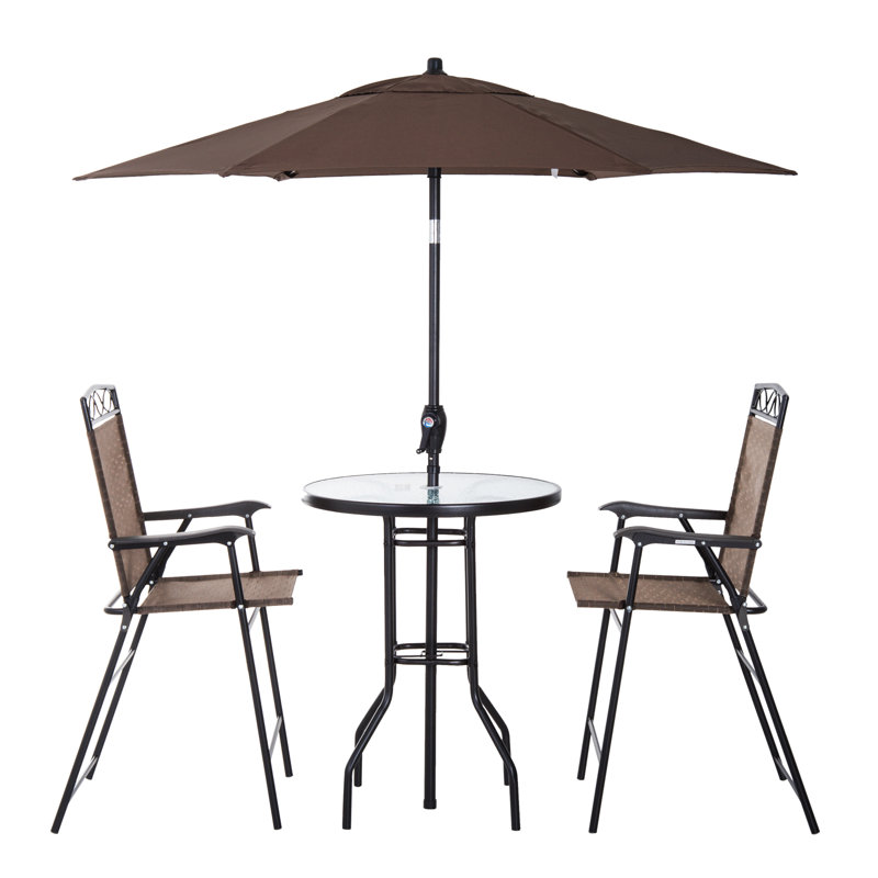 Aalbert 2 - Person Patio Dining Set with Round Table, Brown