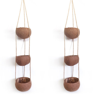Rainforest Bowls 3-Tier Coconut Hanging Planter
