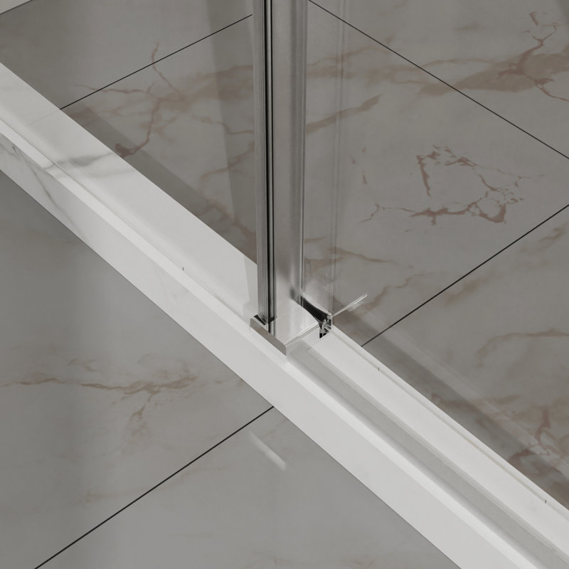 Bathtub Door, Tempered Clear Glass, Adjustable Width, Reversible Sliding, Splash - Proof, Silent Pulleys 56 60 In W 58 H, 1/4"  6Mm  , Proof Design, Rollers