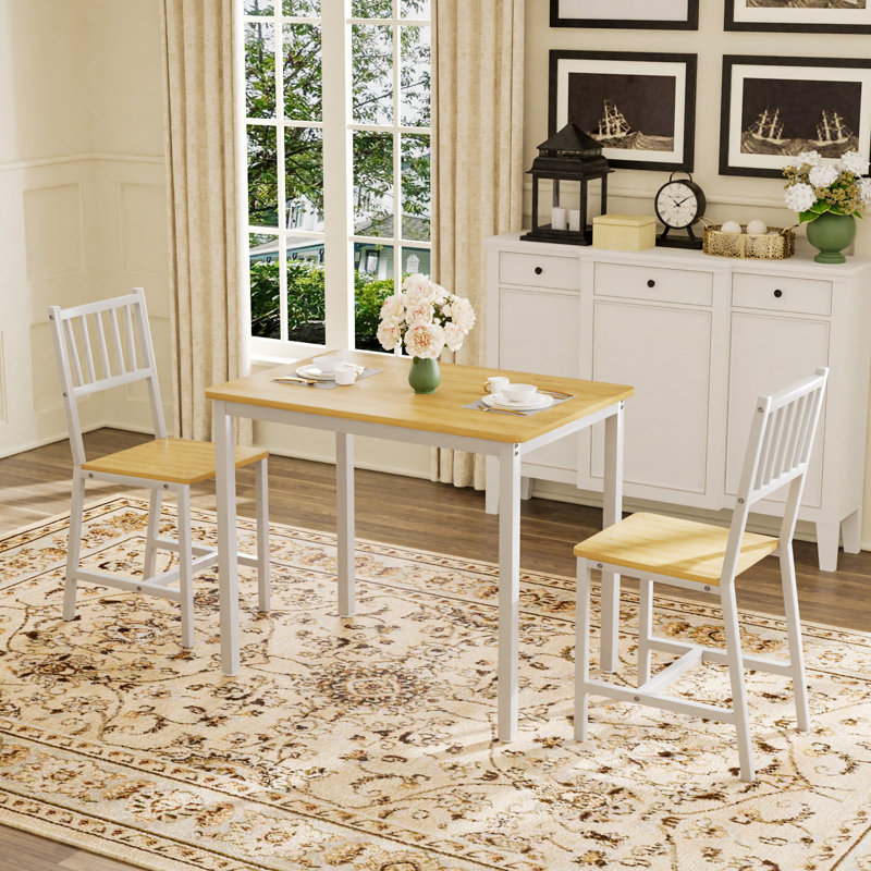 Ensemble de table de salle à manger, Naturel, Naturel / Blanc, Blanc