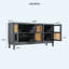 Buffet rétro à 4 portes avec portes en verre et en rotin artificiel, grande armoire de rangement avec tablette réglable, console décorative pour le salon, la salle à manger ou le vestibule-959580527