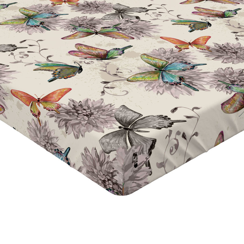 Ambesonne Fitted Sheet 2-Pack, Beige/Gray Floral, Twin Fitted Sheet