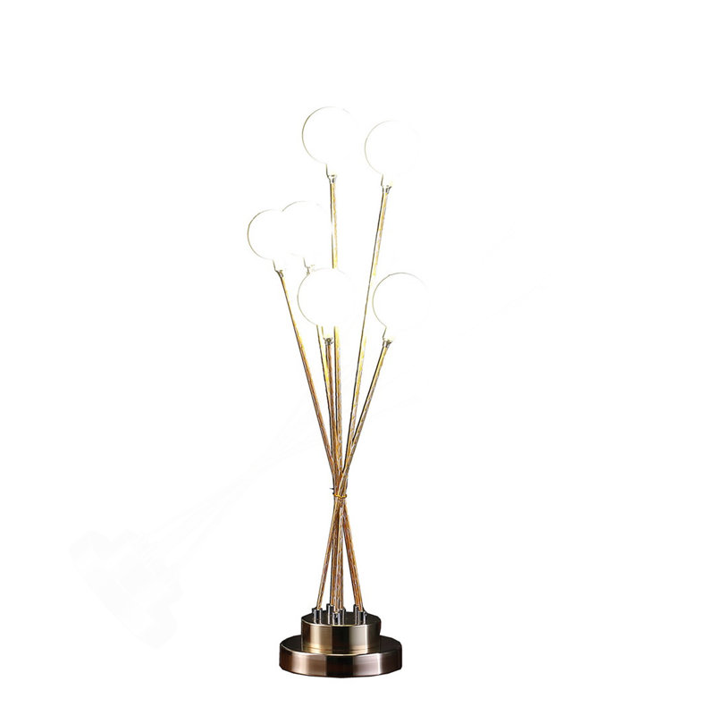 Lampe de table sphérique en aluminium et or jaune 27,5 "à 6 lumières DEL Aluminun, Doré, Non