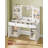 Vanity Desk With Mirror And 9 LED Bulbs, Vanity Makeup Table With Power Outlets, Dressing Table With 2 Cabinets, For Bedroom