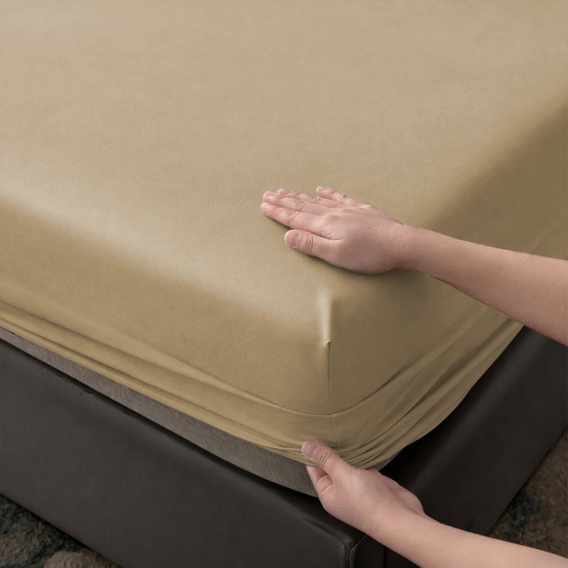 Aspire Homeware Premium 25cm Deep Fitted Sheet for Stylish and Comfortable Bedding, Single (3'), Beige