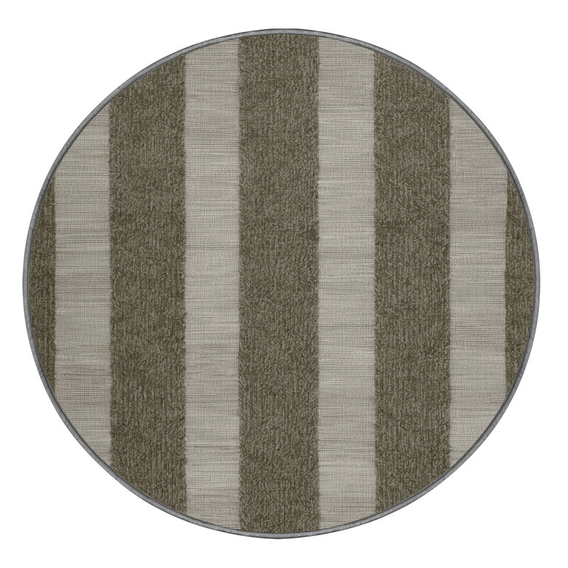 Tapis gris à carreaux lavable à la machine, Rond 5 pi