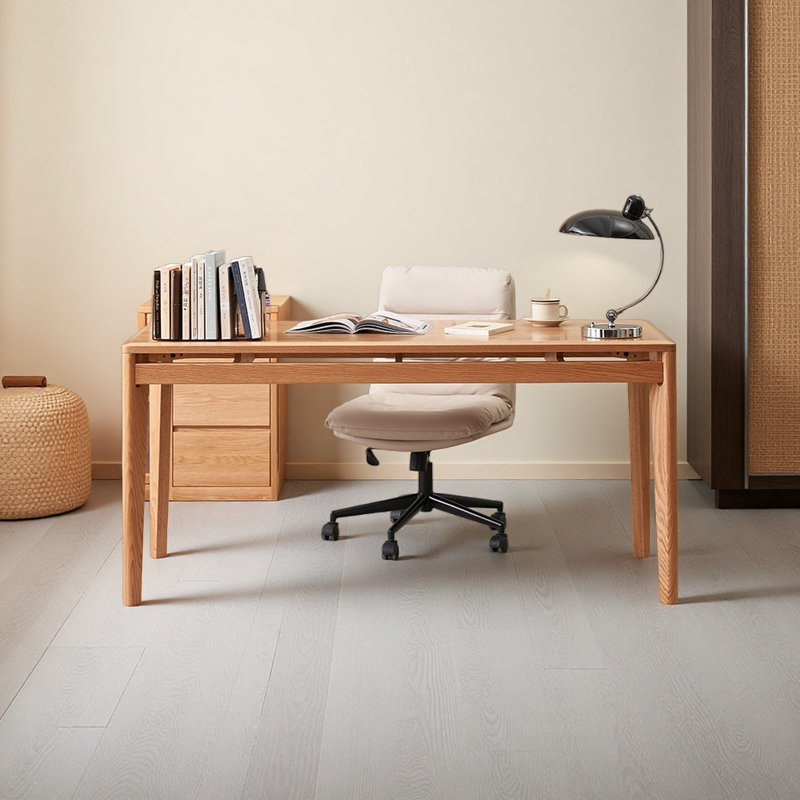 Grand bureau moderne en bois de chêne massif, H 29,52 po x l 62,99 po x P 27,55 po