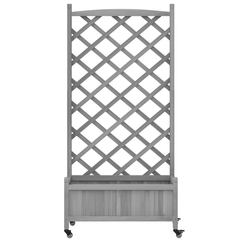 Wood Pot Planter, 62" H x 29.5" W x 13.8" D, Gray